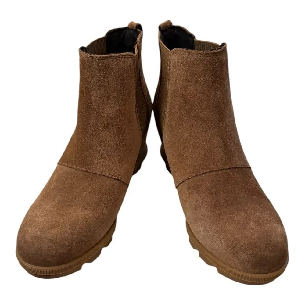 SOREL Joan of Arctic Wedge II Women's Chelsea Camel Brown Suede Boots Booties 10